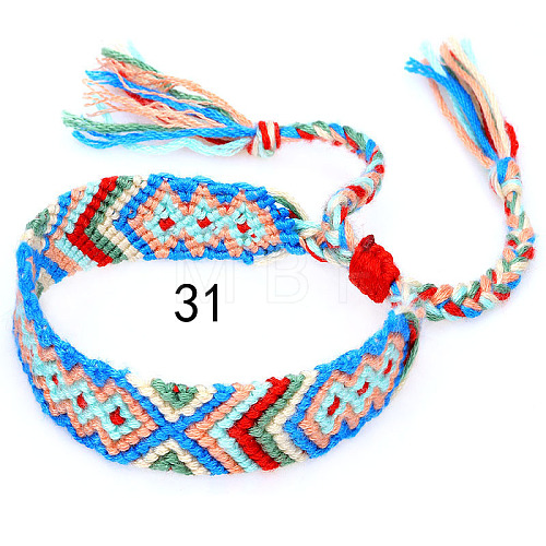 Cotton Braided Rhombus Pattern Cord Bracelet FIND-PW0013-003A-31-1