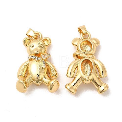 Rack Plating Brass Micro Pave Cubic Zirconia Pendants KK-B068-10G-1