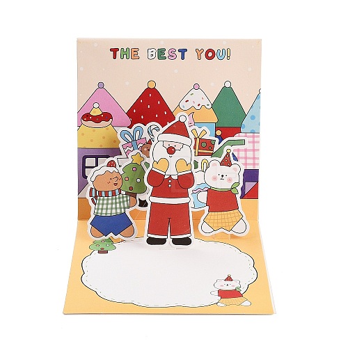 Square 3D Pop Up Paper Greeting Card AJEW-P123-A03-1