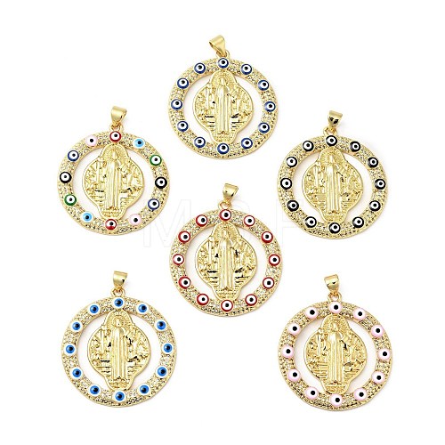 Rack Plating Brass Micro Pave Clear Cubic Zirconia Pendants ZIRC-I059-10G-1