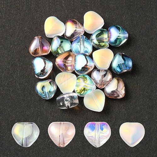 20Pcs 4 Colors Transparent Spray Painted & Frosted Glass Beads GLAA-YW0001-87-1