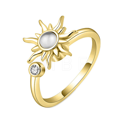 Sun Cat Eye Rotatable Open Cuff Ring for Women PW-WG28B2C-01-1