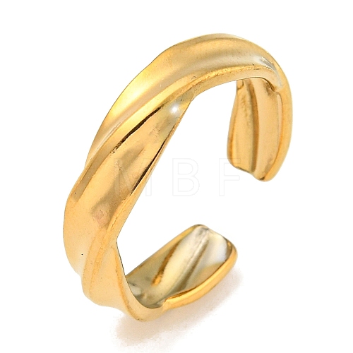 Ion Plating(IP) Twist 304 Stainless Steel Open Cuff Finger Rings for Unisex RJEW-P114-07G-1