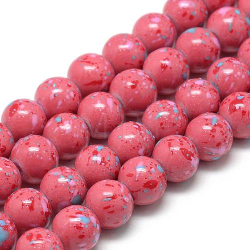 Baking Painted Glass Beads Strands DGLA-S115-8mm-S64-1
