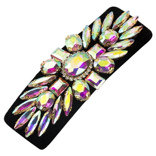 Cloth & Alloy & Glass Rhinestone Snap Hair Clips PW-WG79D0C-01-1