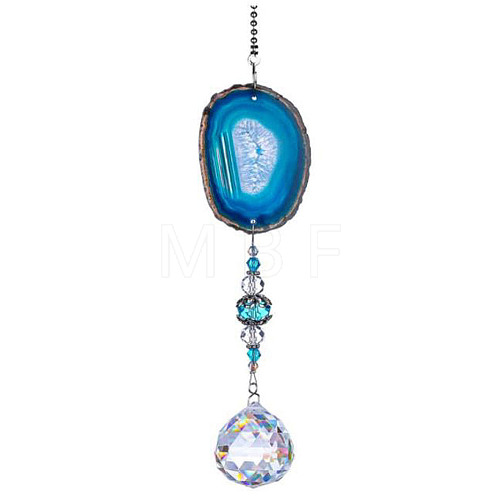 Agate & Crystal Glass Sun Catcher Pendant PW-WGFC2EE-02-1