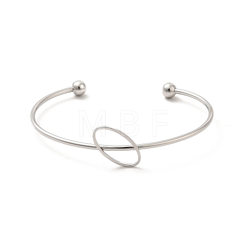 Oval 201 Stainless Steel Cuff Bangles for Women Girls STAS-K247-04P-1