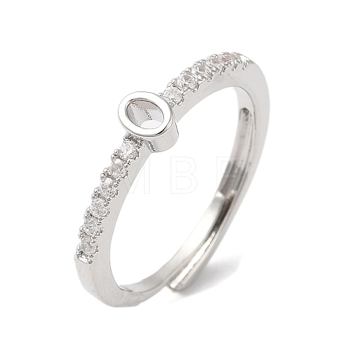 Rack Plating Brass Clear Cubic Zirconia Number 0 Adjustable Rings for Women RJEW-S407-09P-10-1