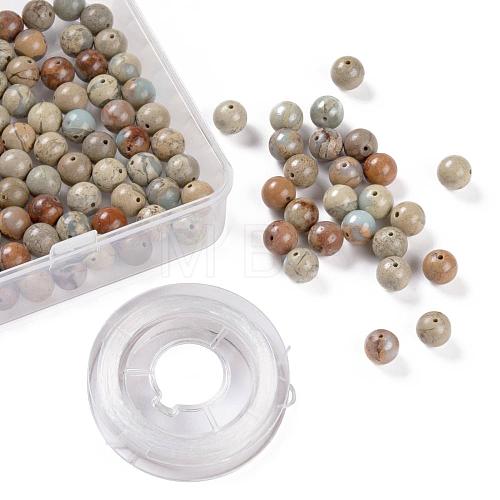 100Pcs 8mm Natural Aqua Terra Jasper Beads DIY-LS0002-35-1