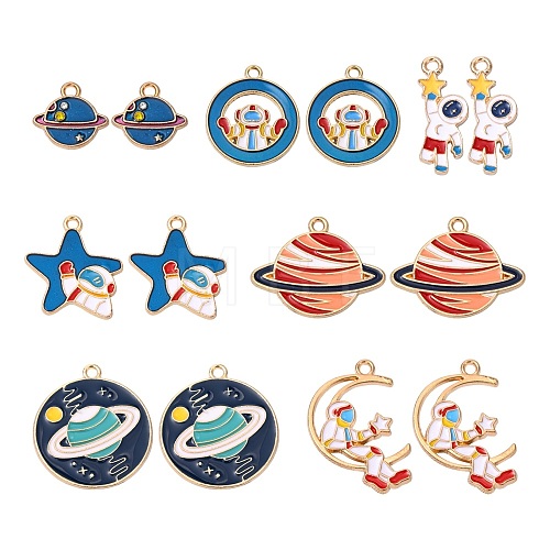 16Pcs 8 Style Alloy Enamel Pendants ENAM-FS0001-22-1