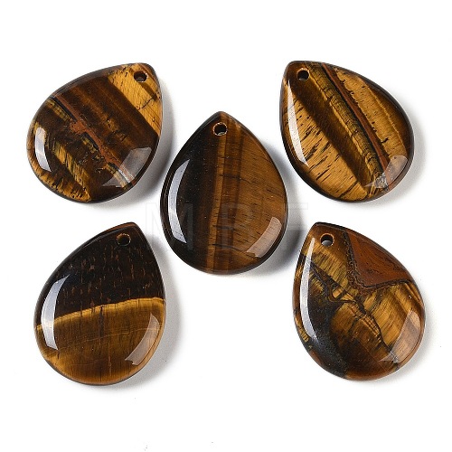 Natural Tiger Eye Pendants G-G115-02B-1