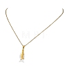 Ocean Natural Shell Fish and Alloy Fish Bone Pendant 304 Stainless Steel Cable Chain Necklaces for Women NJEW-JN06191-4