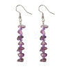 Natural Amethyst Chips Dangle Earrings with Glass EJEW-JE04840-07-1