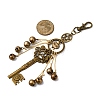 Alloy Cat Head & Brass Bell & Key Pendant Decorations HJEW-JM04094-3