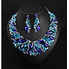 Alloy Rhinestone Pendant Necklaces & Teardrop Stud Dangle Earring Sets for Women WG99E9F-03-1