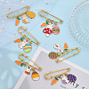 10Pcs 10 Style Easter Egg & Rabbit & Carrot Alloy Enamel Charms Safety Pin Brooch JEWB-CA0001-22-3