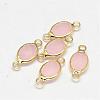 Oval Faceted Golden Brass Glass Links connectors GLAA-O014-25G-1