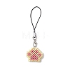 Paw Print Glass Seed Bead Beaded Charm Mobile Straps HJEW-MZ00186-01-4