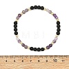 4Pcs 4 Styles Natural Mixed Stone Faceted Cube and Round Natural Lava Rock Beaded Stretch Bracelets for Women BJEW-JB14250-02-6