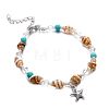 Bohemian Style Natural Shell & Synthetic Turquoise Beaded Anklets Alloy Starfish Charm Anklets for Summer Beach WG85091-01-3