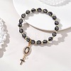Religion Alloy Enamel Oval with Virgin Mary & Cross Charm Bracelets BJEW-JB13399-1