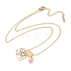 304 Stainless Steel Enamel Pink Coin Horse Pendant Necklaces for Women NJEW-K306-01G-2