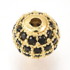 Brass Micro Pave Cubic Zirconia Beads ZIRC-Q013-10mm-143G-3