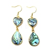 Brass Natural Abalone Shell Dangle Earrings EJEW-F388-01D-G-4