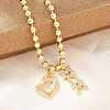 Mother's Day Brass Micro Pave Clear Cubic Zirconia Mom Heart Pendant Necklaces for Women NJEW-A071-06B-G-3