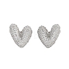 Brass Micro Pave Clear Cubic Zirconia Stud Earrings for Women EJEW-F352-06P-2