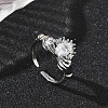 Brass Pave Cubic Zirconia Cuff Open Rings RJEW-H268-02P-1