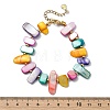 Dyed Natural Freshwater Shell & Brass Beaded Bracelets for Women BJEW-JB14027-3