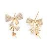 Brass Pave Clear Cubic Zirconia Stud Earring Findings KK-N216-537-4