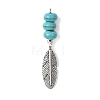 2Pcs 2 Colors Dyed Synthetic Turquoise Rondelle Beaded Pendants PALLOY-JF04682-3