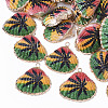 Electroplate Printed Natural Scallop Shell Pendants X-SSHEL-R047-04-A02-1