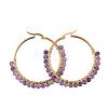 Beaded Hoop Earrings EJEW-JE03830-02-2