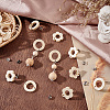 Unicraftale 32Pcs 2 Style Donut & Flower Natural Ash Wood Stud Earring Findings EJEW-UN0002-28-2
