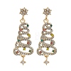 Christmas Trees Alloy Rhinestone Dangle Stud Earrings EJEW-A112-01KCG-1