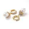 ABS Imitation Pearls Drop Dangle Hoop Earrings with Clear Cubic Zirconia EJEW-F288-02D-2