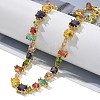 Brass Micro Pave Colorful Cubic Zirconia Link Chain Necklaces NJEW-M089-01G-5