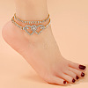 Alloy Crystal Rhinestone Double Layer Link Chain Anklets WG690B2-01-1