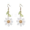 304 Stainless Steel Glass Seed Beads Flower Dangle Earrings EJEW-MZ00739-01-3