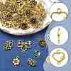 64Pcs 8 Styles Tibetan Style Alloy Heart Flat Round Flower Links Connector Charms TIBE-FS0003-34-2