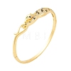 Brass Pave Colorful Cubic Zirconia Leopard Hinged Bangles for Women BJEW-S147-25G-1