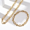 304 Stainless Steel Oval & Disc Link Bracelets & Necklaces Sets SJEW-D091-06G-1