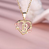 Brass Rose Flower Heart with Letter Pendant Necklaces FS-WGF6950-02-1