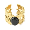 Natural Carnelian/Black Agate/Tiger Eye/Lapis Lazuli/Moss Agate Cuff Open Rings RJEW-JR01079-03-5