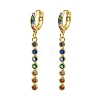 Brass Pave Cubic Zirconia Hoop Dangle Earrings KK-CBAD9DF-02G-B-2