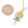 Glass Seed Beaded Flower Pendant Necklaces NJEW-MZ00080-02-3