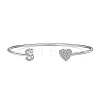 Anti-Tarnish Heart & Letter Rhodium Plated 925 Sterling Silver Micro Pave Cubic Zirconia Cuff Bangles for Women BJEW-C062-01S-P-1